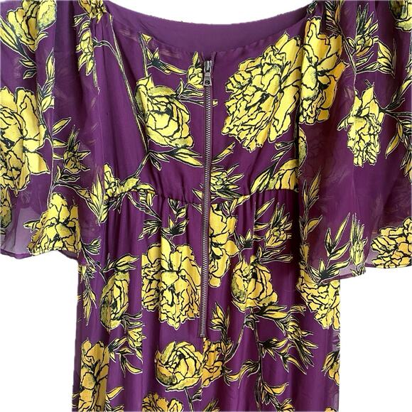 NEW ALICE + OLIVIA Clarine Silk Floral Maxi Dress Gown Size 0 Purple Fairy Artsy - Picture 9 of 13